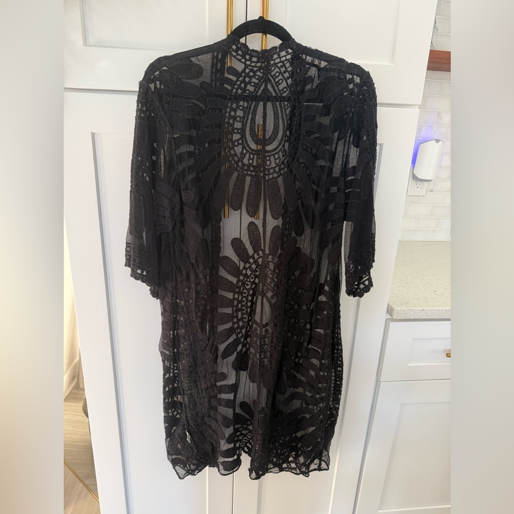 Elegant Black Lace Swim Coverup